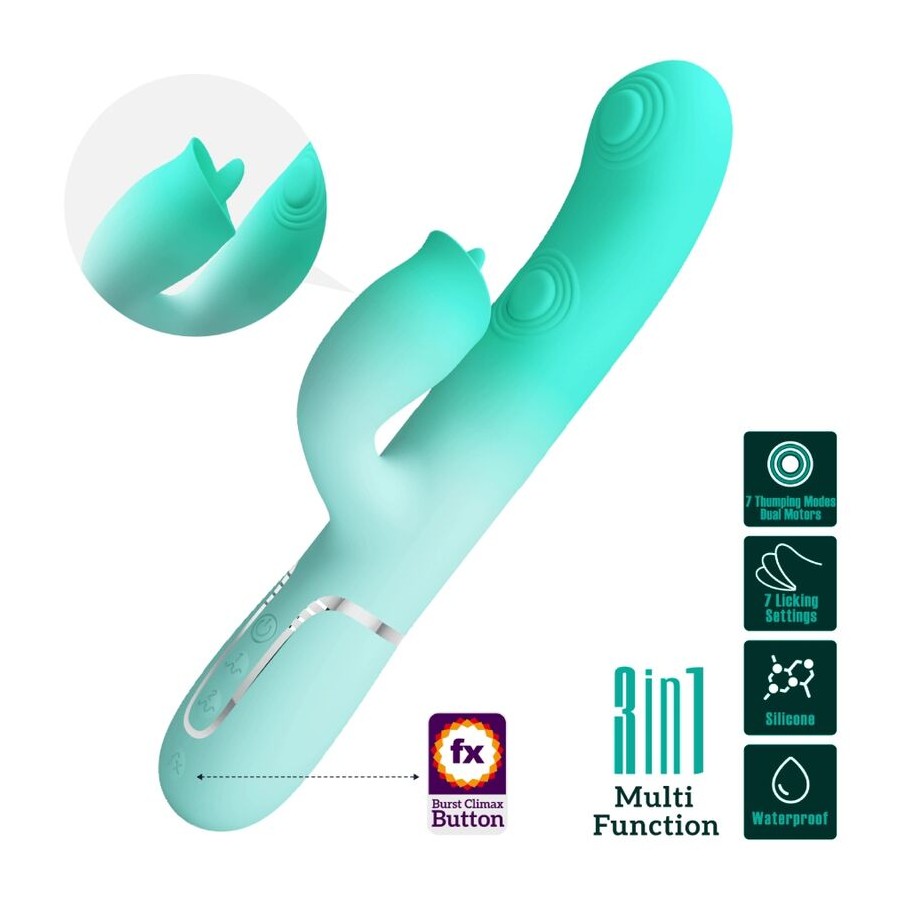 PRETTY LOVE - VIBRATORE MULTIFUNZIONE CONIGLIO GIGI VERDE ACQUA